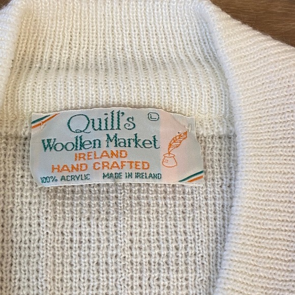 Vintage Quills Woollen Market Ireland Cricket Sweater Mens Large Shamrock Green - Picture 4 of 7